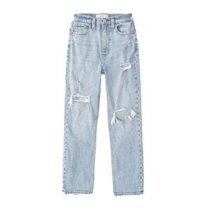 Abercrombie Ultra High Rise Ankle Straight Distressed Jeans